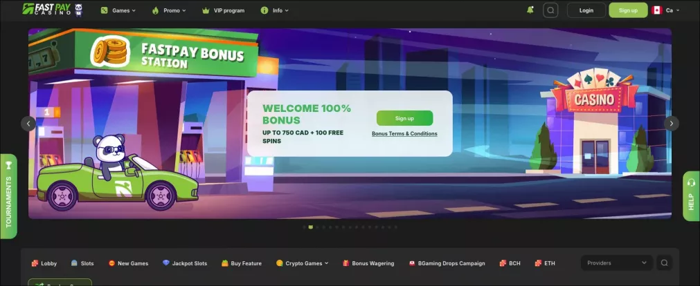 Fastpay Casino 100% up to 750 CAD + 100 Free Spins